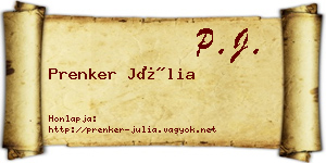 Prenker Júlia névjegykártya